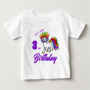 Camiseta Para Bebê T-Shirt Colorida Personalizada do Unicórn