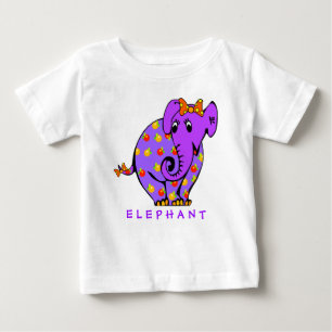 Camiseta Para Bebê T-shirt colorido da criança do ELEFANTE adorável