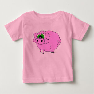 Camiseta Para Bebê T-shirt cor-de-rosa do porco