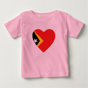 Camiseta Para Bebê T-Shirt Coração de Bandeira de Timor-Leste