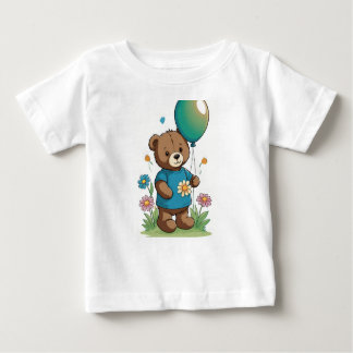 Camiseta Para Bebê T-Shirt Cozy Bear in the Meadow
