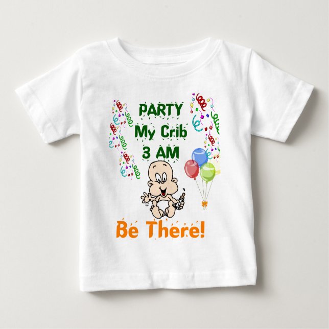 Camiseta Para Bebê T-Shirt Criança de Festa Engraçado (Frente)
