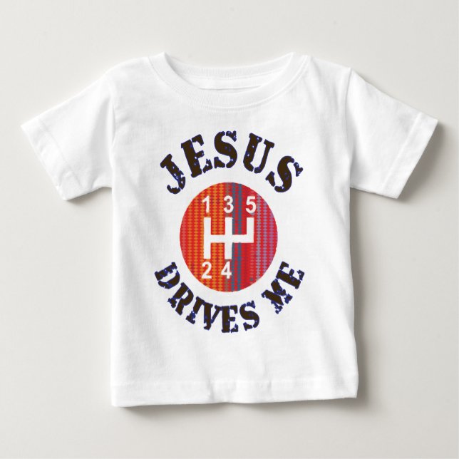 Camiseta Para Bebê T-shirt cristão do bebê - Jesus conduz-me (Frente)