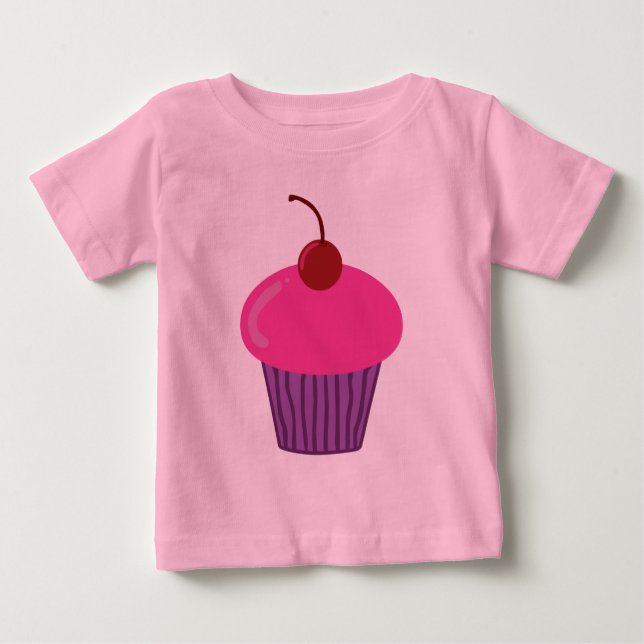 Camiseta Para Bebê T-Shirt Cupcake Rosa (Frente)