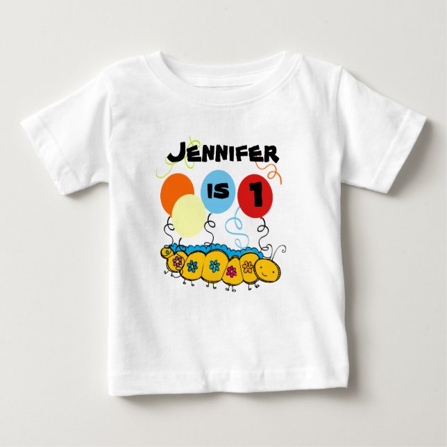 Camiseta Para Bebê T-shirt customizável do aniversário de Caterpillar (Frente)