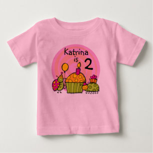 Camiseta Para Bebê T-shirt customizável do aniversário do cupcake d