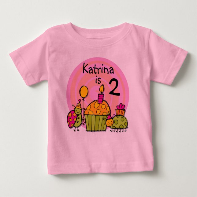 Camiseta Para Bebê T-shirt customizável do aniversário do cupcake do (Frente)