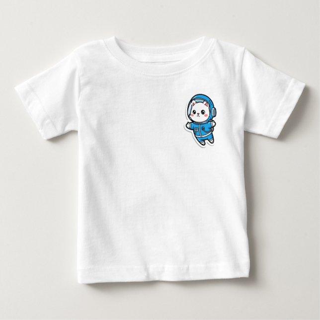 Camiseta Para Bebê T-Shirt Cute Astronaut Cat Kawaii For Baby (Frente)