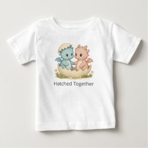 Camiseta Para Bebê T-Shirt Cute Atacado Junto Com Bebês Gêmeos Dragõe