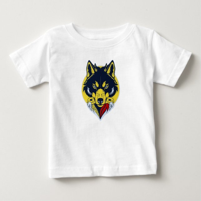 Camiseta Para Bebê T-Shirt Da Cabeça De Lobo Fierce (Frente)