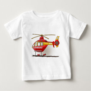Camiseta Para Bebê T-shirt da criança da ambulância do helicóptero