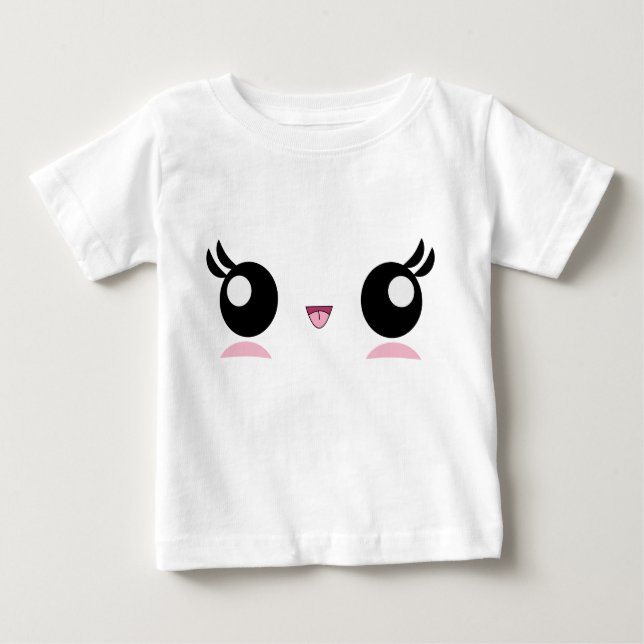 Camiseta Para Bebê T-shirt da criança da cara do bebê de Kawaii (Frente)