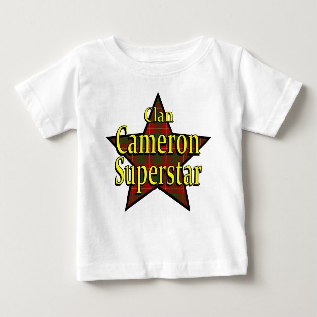 Camiseta Para Bebê T-shirt da criança da estrela mundial de Cameron (Frente)