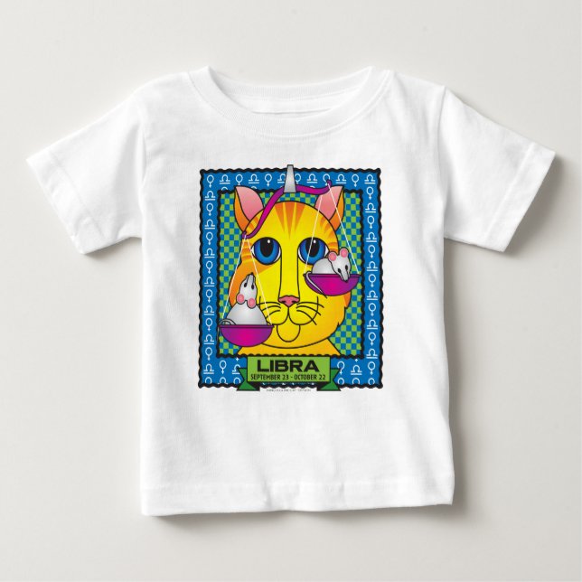 Camiseta Para Bebê T-shirt da criança de Zodicat do Libra (Frente)