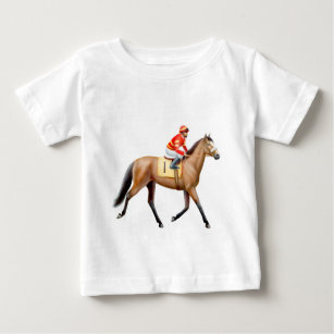 Camiseta Para Bebê T-shirt da criança do cavalo de corrida do