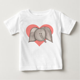 Camiseta Para Bebê T-shirt da criança do coração do elefante