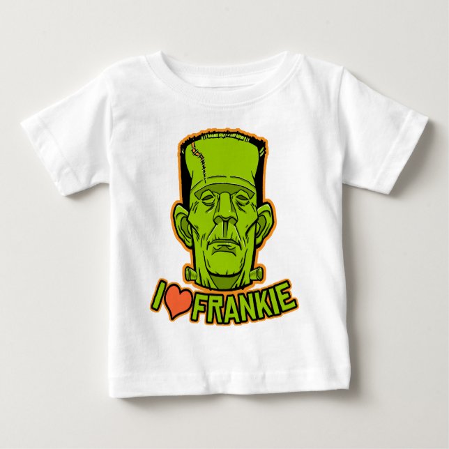 Camiseta Para Bebê T-shirt da criança do Dia das Bruxas Frankenstein (Frente)