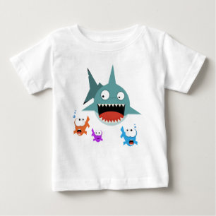Camiseta Para Bebê T-shirt da criança do divertimento do tubarão