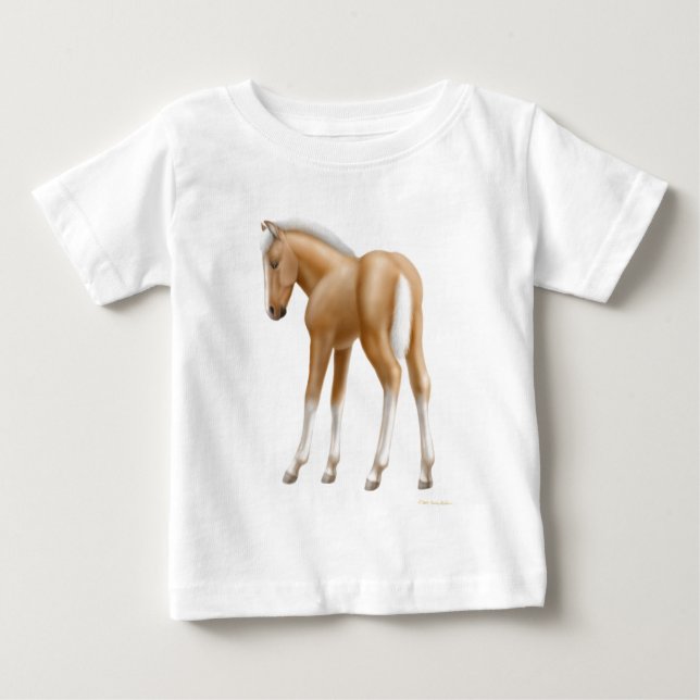 Camiseta Para Bebê T-shirt da criança do potro do Palomino (Frente)