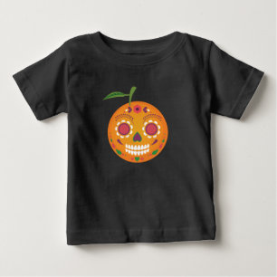 Camiseta Para Bebê T-shirt da criança do preto do crânio do açúca