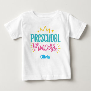 Camiseta Para Bebê T-shirt da Princesa Pré-Escolar Personalizada