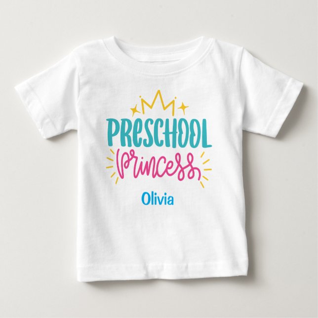 Camiseta Para Bebê T-shirt da Princesa Pré-Escolar Personalizada (Frente)