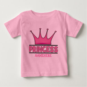 Camiseta Para Bebê T-shirt da Princesa Rosa Personalizada