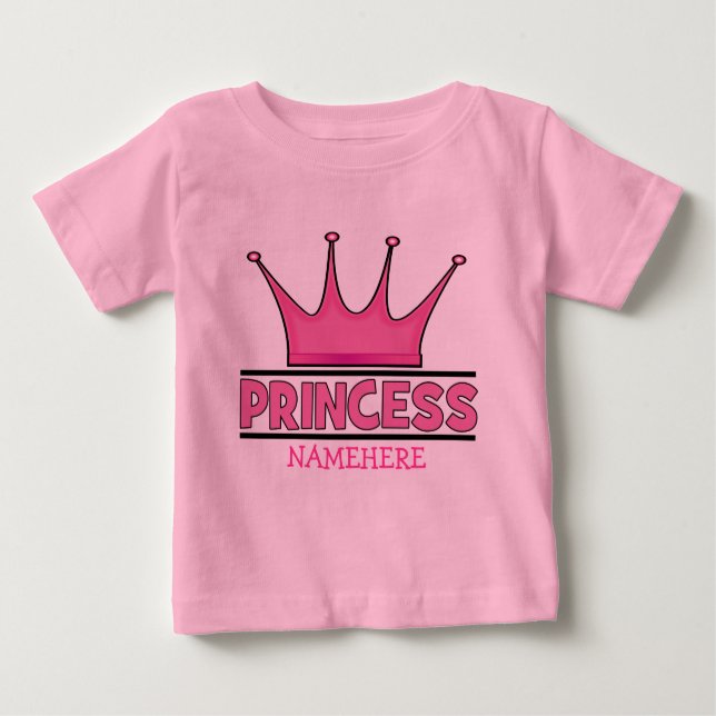 Camiseta Para Bebê T-shirt da Princesa Rosa Personalizada (Frente)