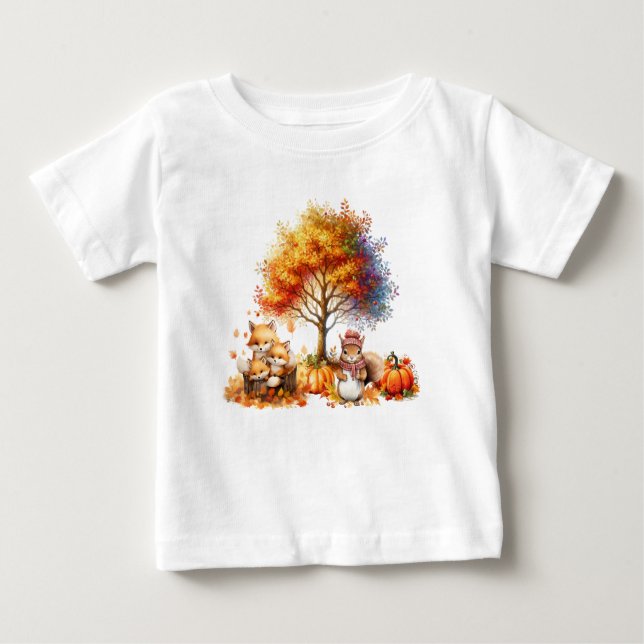 Camiseta Para Bebê T-Shirt das Terras Florestais de Queda (Frente)