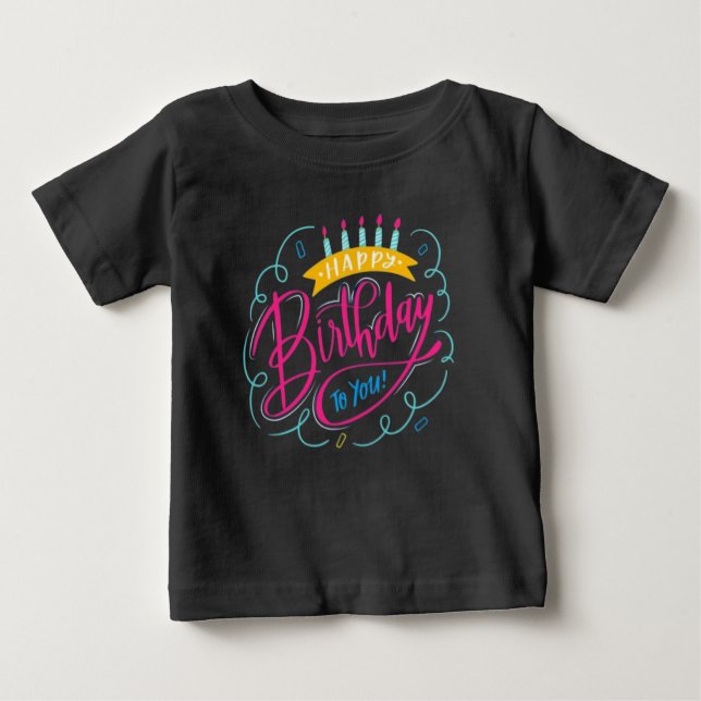 Camiseta Para Bebê t-shirt de aniversário (Frente)
