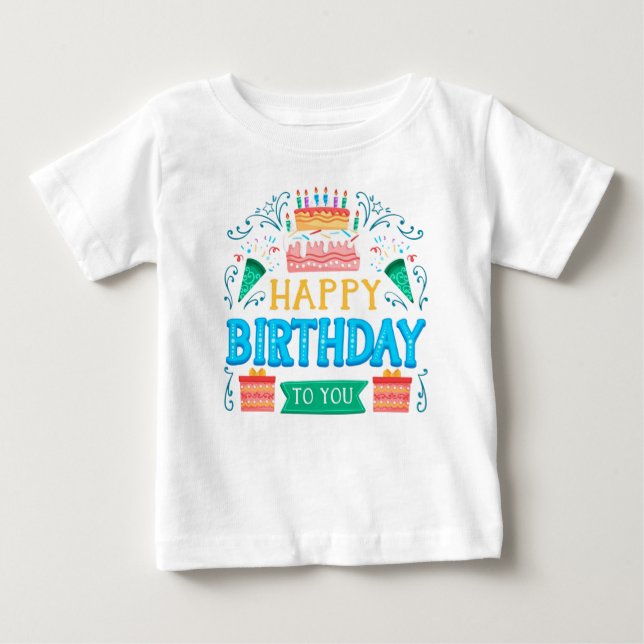 Camiseta Para Bebê t-shirt de aniversário de bebê (Frente)