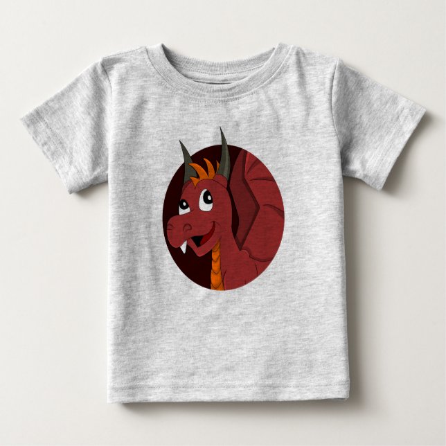 Camiseta Para Bebê T-Shirt de bebê de Dragão Vermelho (Frente)