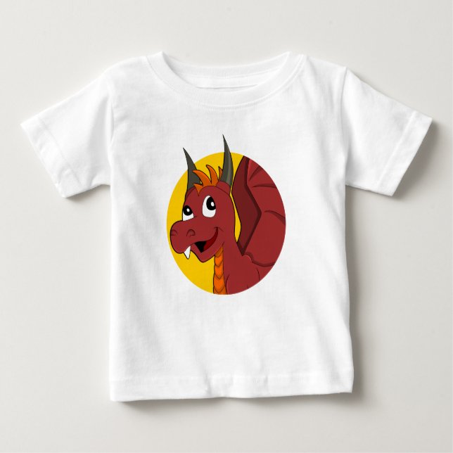 Camiseta Para Bebê T-Shirt de bebê de Dragão Vermelho (Frente)
