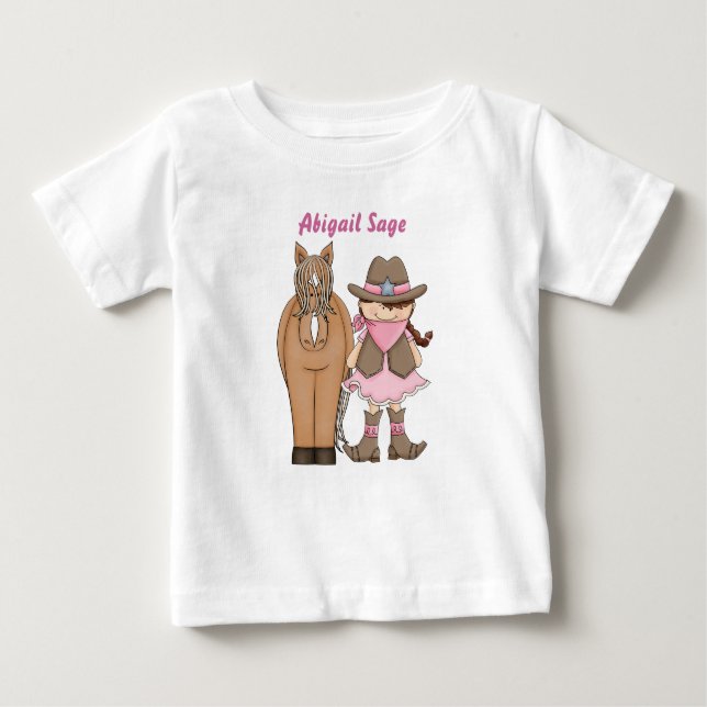 Camiseta Para Bebê T-Shirt de Bebê e Bebê de Cavalo Personalizados (Frente)