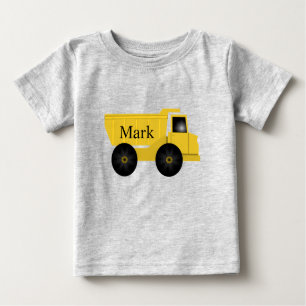 Camiseta Para Bebê T-Shirt de Caminhão de Bomba Amarela Personalizada