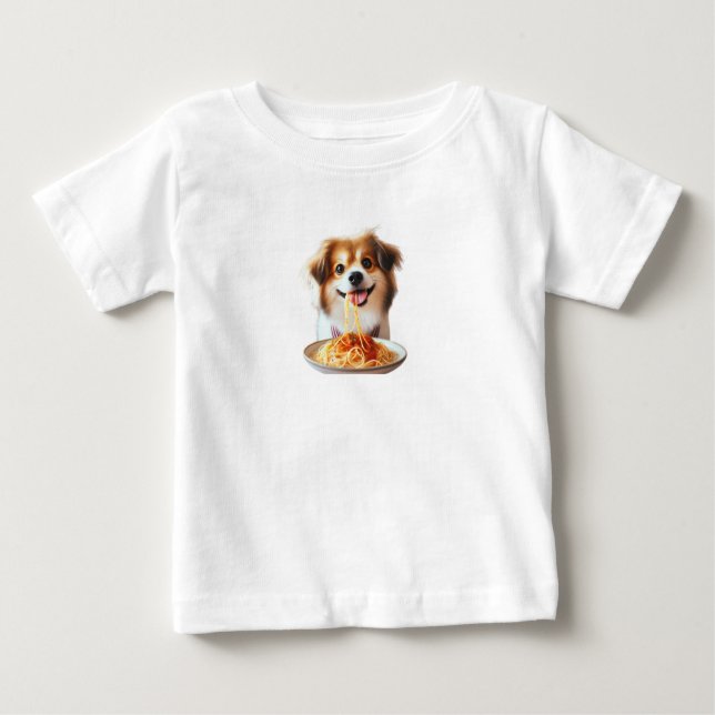Camiseta Para Bebê t-shirt de cão amante do espaguete (Frente)