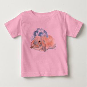 Camiseta Para Bebê T-shirt de dois coelhos