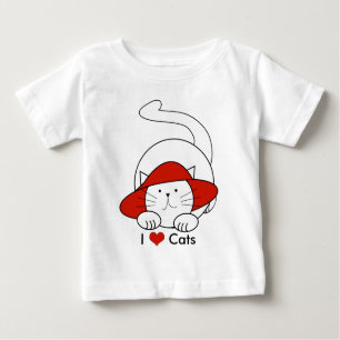 Camiseta Para Bebê T-shirt de gatos cardíacos
