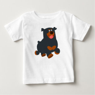 Camiseta Para Bebê T-shirt de salto bonito do bebê de Rottweiler dos