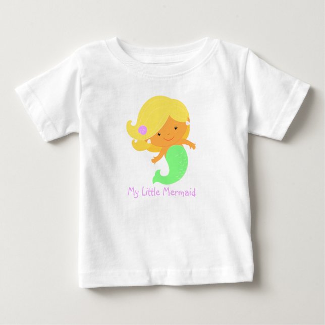 Camiseta Para Bebê T-Shirt de Sereia Bonita (Frente)