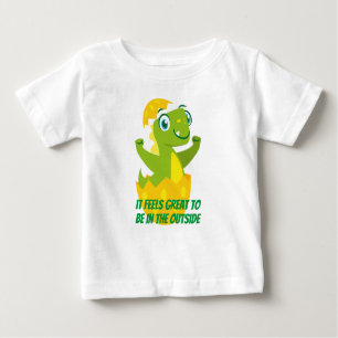 Camiseta Para Bebê T-Shirt Dino Pintinho Baby Fine Jersey