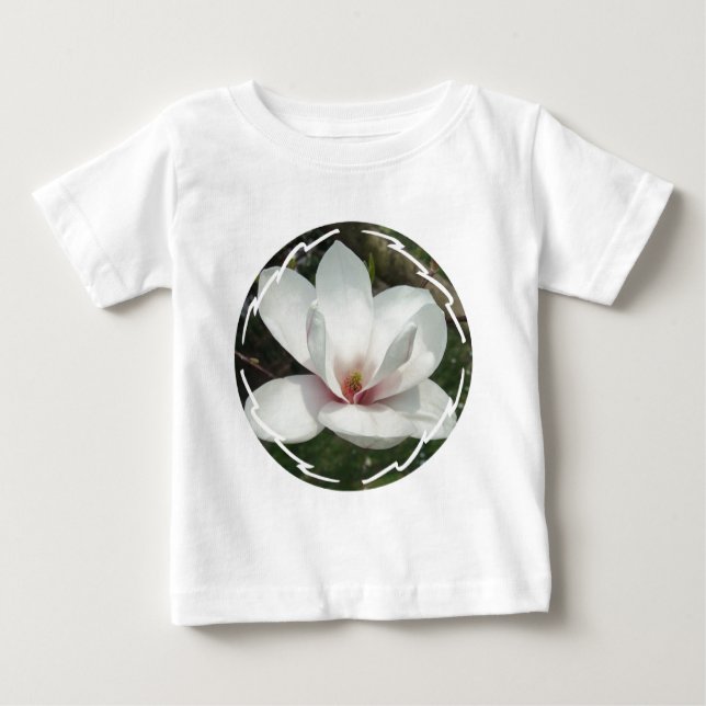 Camiseta Para Bebê T-shirt do bebê da flor da magnólia (Frente)