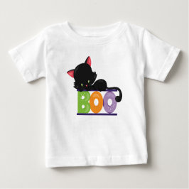 Camiseta Para Bebê T-shirt do bebê da vaia do gato preto