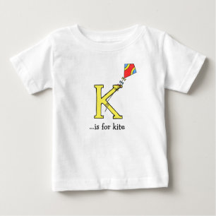 Camiseta Para Bebê T-shirt do bebê do alfabeto: K é para o papagaio