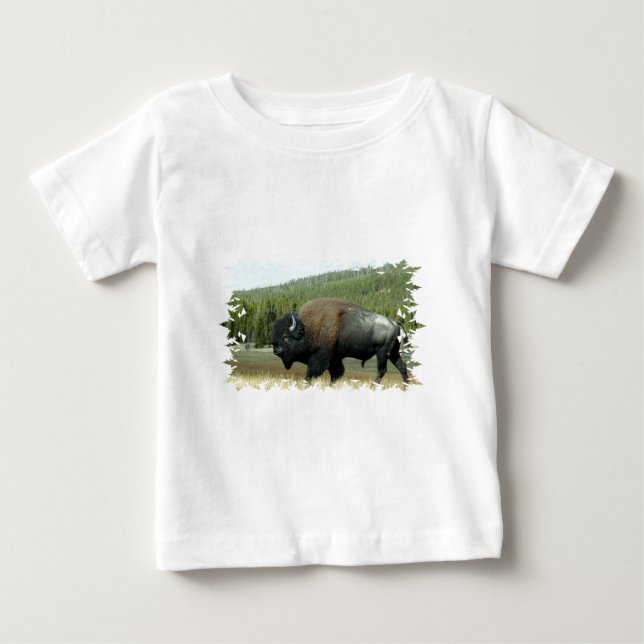 Camiseta Para Bebê T-shirt do bebê do bisonte (Frente)