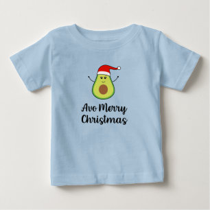 Camiseta Para Bebê T-shirt do bebê do Feliz Natal do abacate