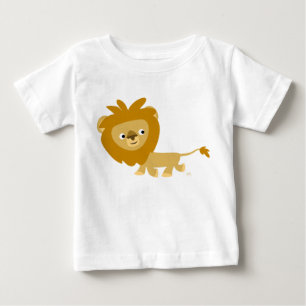 Camiseta Para Bebê T-shirt do bebê do Lion do Cartoon Walking