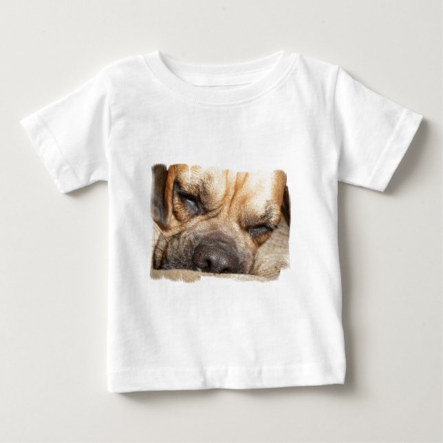 Camiseta Para Bebê T-shirt do bebê do Mastiff do sono (Frente)