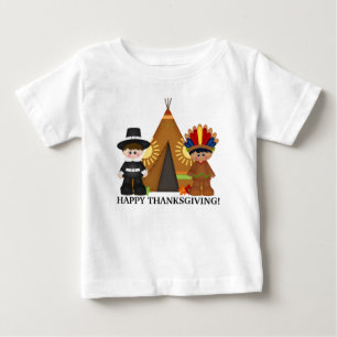 Camiseta Para Bebê T-shirt do bebê do peregrino e do indiano da acç