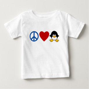 Camiseta Para Bebê T-shirt do bebê do pinguim do amor da paz, caneca